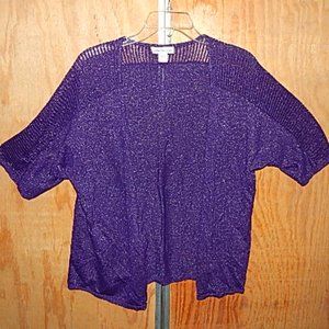 #1497, A14 Coldwater Creek Glitter Cardigan lightweight, thin short sleeve Lg